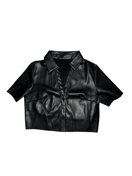 Jet Black Faux Leather Top